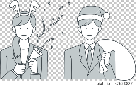 Male office worker and female office worker enjoying Christmas 82638827