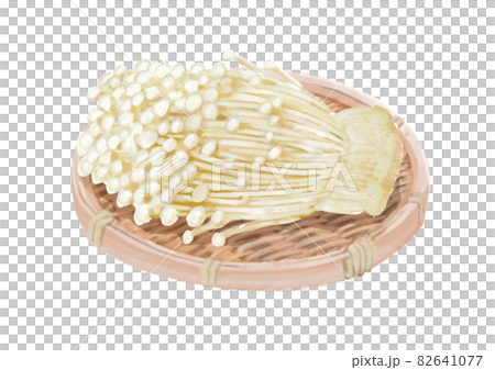 Enokitake mushrooms in a colander Enokitake mushrooms in a colander 82641077