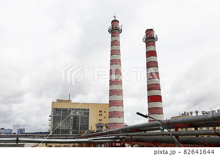 The building and pipes of the food processing plant. The building and pipes of the food processing plant. 82641644