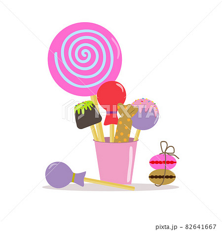 Sweet candies in a cup on a white background. 82641667
