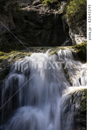 waterfalls of a river in the wood 82643245