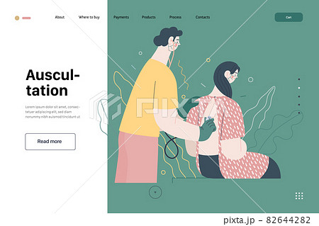 Auscultation - medical insurance web template. Modern flat vector Auscultation - medical insurance web template. Modern flat vector 82644282