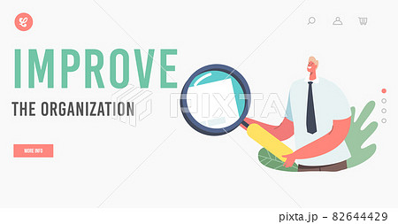 Improve the Organization Landing Page Template. Files and Document Management. Business Character with Magnifying Glass Improve the Organization Landing Page Template. Files and Document Management. Business Character with Magnifying Glass 82644429