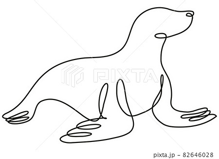 Seal Viewed from Side Continuous Line Drawing 82646028