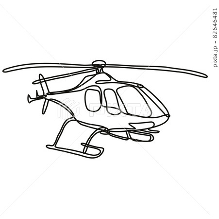 Helicopter In Full Flight Continuous Line Drawingのイラスト素材