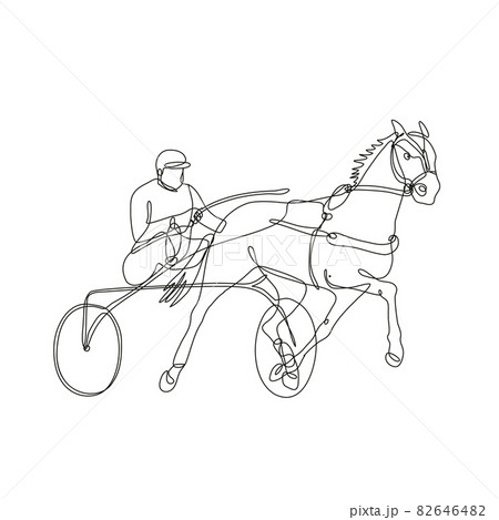Jockey and Horse Harness Racing Side View Inside Circle Continuous Line Drawing Jockey and Horse Harness Racing Side View Inside Circle Continuous Line Drawing 82646482