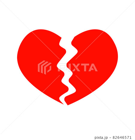 Red broken heart icon isolated on white background. Symbol of heartbreak, divorce, parting, heartache, infarct. Vector flat illustration 82646571