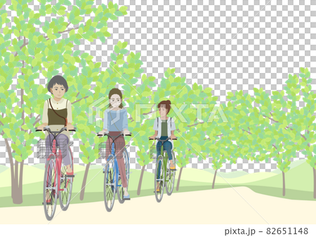 Women riding a bicycle in the fresh green 82651148