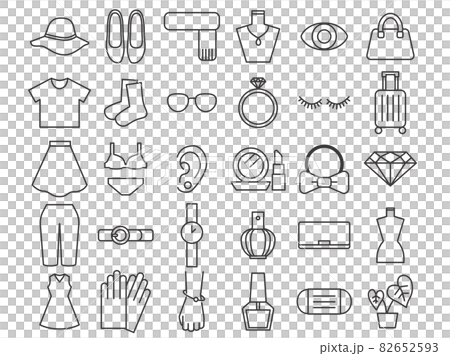Fashion icon set line drawing 82652593