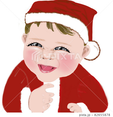 サンタクロースのコスプレをする笑顔の赤ちゃん サンタクロースのコスプレをする笑顔の赤ちゃん 82655878