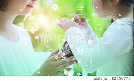 植物を見る少女 環境イメージ サステナブル SDGs 植物を見る少女 環境イメージ サステナブル SDGs 82656770