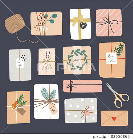 手描きのギフトセット プレゼント ラッピングのイラスト02のイラスト素材