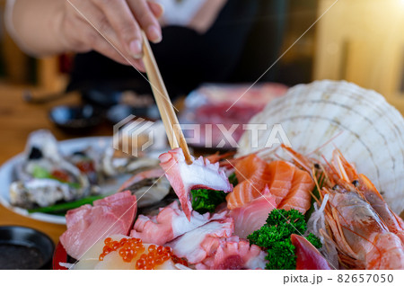 Chopsticks picked tako Sashimi of octopus Chopsticks picked tako Sashimi of octopus 82657050