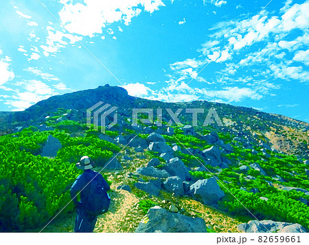 登山道を歩く登山者 登山道を歩く登山者 82659661