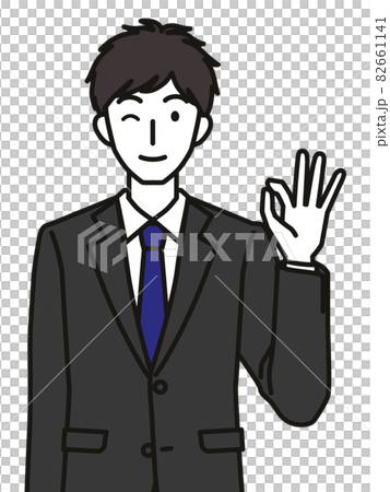 オッケーポーズのスーツを着た20代・30代男性 オッケーポーズのスーツを着た20代・30代男性 82661141