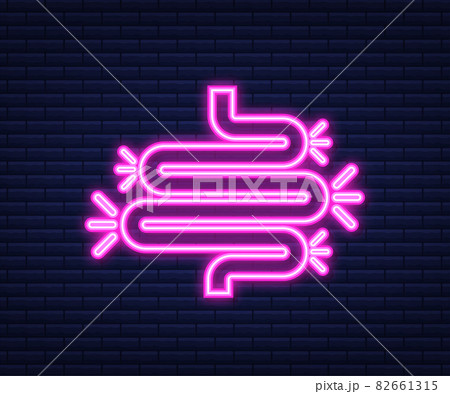 Colitis for medical design. Gastroenterology. Gut constipation icon design. Health care. Neon icon. Vector illustration. 82661315
