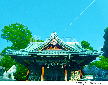 神社と青空のイラスト素材