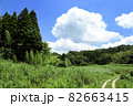 真夏の里山で青空と白い雲 82663415
