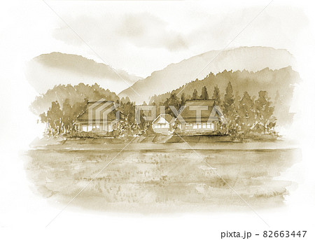 セピア色の里山の風景 セピア色の里山の風景 82663447