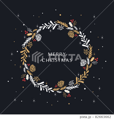 クリスマスモチーフのリースのイラスト 82663662