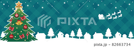 バナー クリスマス ツリー サンタクロース そり 街並み フレーム コピー スペース 背景 イラスト バナー クリスマス ツリー サンタクロース そり 街並み フレーム コピー スペース 背景 イラスト 82663734