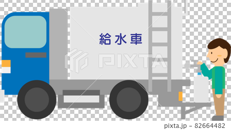 A person who receives water from a water truck A person who receives water from a water truck 82664482