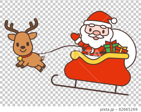 Cute Santa Claus character flying on a sleigh Cute Santa Claus character flying on a sleigh 82665269
