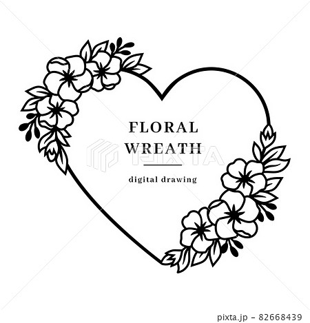 Heart floral wreath, Valentine flower heart, - Stock