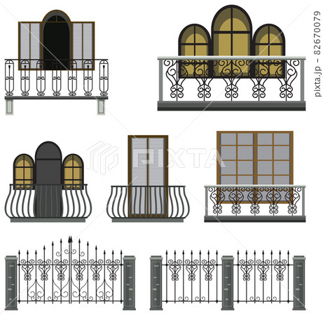 Set of gothic balconies and gates Set of gothic balconies and gates 82670079