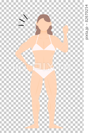 小さくガッツポーズをとるボディビルダーの女性 82670254