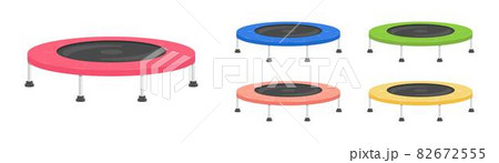 Jumping, colorful trampoline vector. Trampoline, bounce house set for children and adults. Jumping, colorful trampoline vector. Trampoline, bounce house set for children and adults. 82672555
