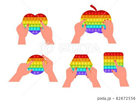 Pop it fidget, antistressor toy vector set in flat style. Trendy sensory playthings. Pop it fidget, antistressor toy vector set in flat style. Trendy sensory playthings. 82672556