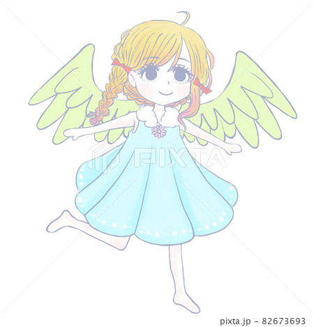 優雅に遊んでいる天使のイラストのイラスト素材