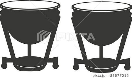 Black flat silhouette of timpani. A vector image. 82677016