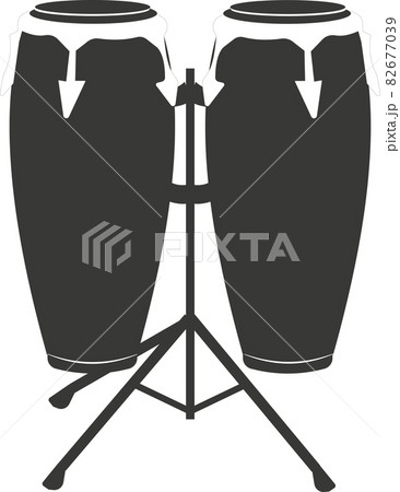 Black flat silhouette of a hand drum or a kong drum. Black flat silhouette of a hand drum or a kong drum. 82677039