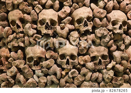 Skulls and bones in a wall 82678265