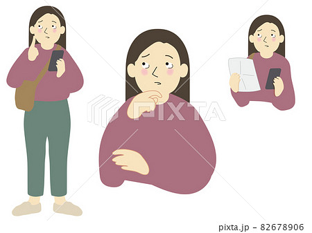 道に迷って戸惑うアジア人女性 82678906