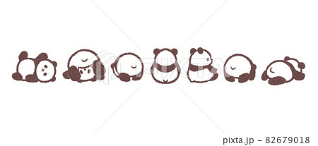 丸い赤ちゃんパンダのライン1 82679018