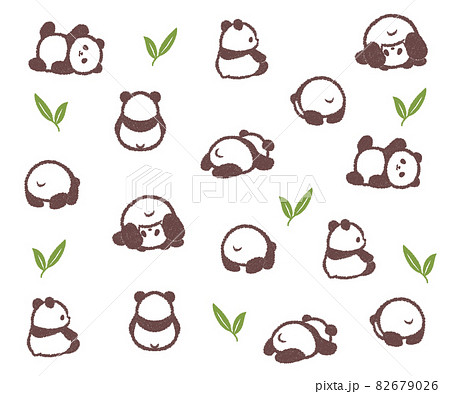 丸い赤ちゃんパンダの壁紙のイラスト素材