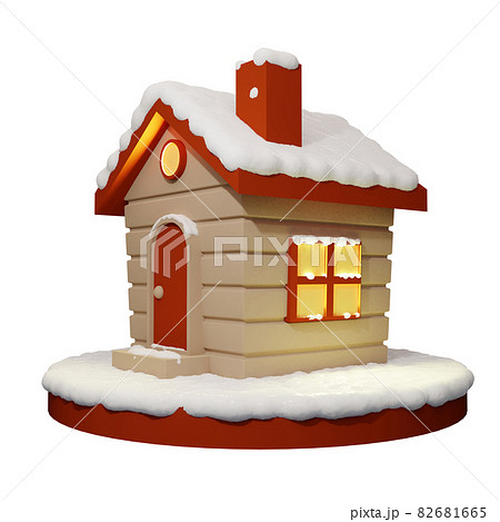 3d素材 冬のかわいい家 透過verのイラスト素材