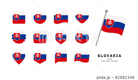 スロバキアの国旗 色々な形のアイコンセット ベクターイラスト
