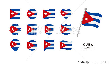 キューバの国旗 色々な形のアイコンセット ベクターイラスト