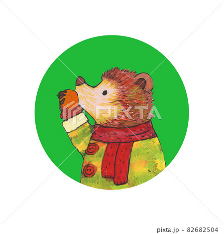 オレンジを食べるくまのイラストのイラスト素材 6504