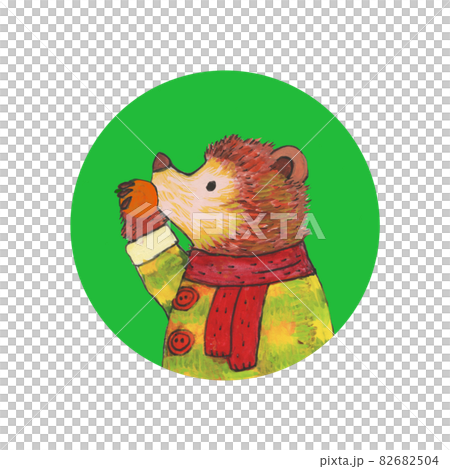 オレンジを食べるくまのイラストのイラスト素材 6504