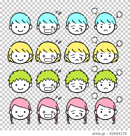 Facial expression set illustrations for various children 82684276