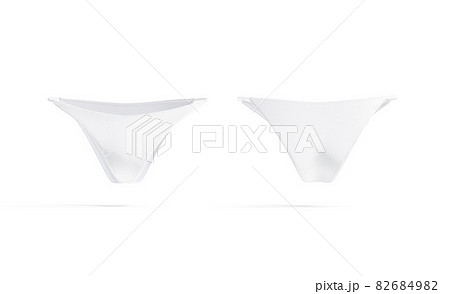 Blank white woman bikini swimming trunks mockup, front back view 82684982
