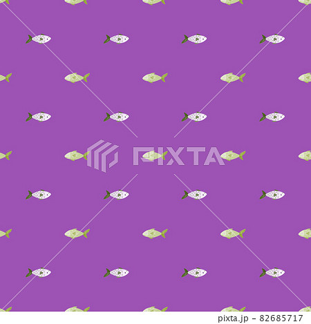 Seamless pattern fish on bright violet background. Abstract ornament with sea animals. 82685717