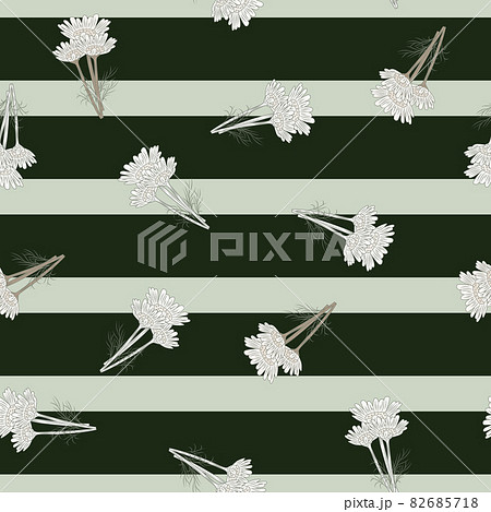 Seamless pattern chamomile on stripes black background. Beautiful ornament summer white flowers. 82685718