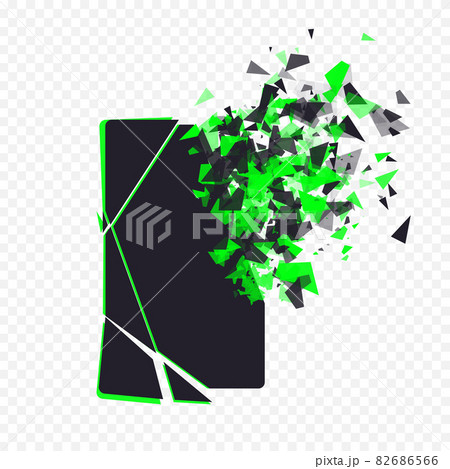 Cracked phone screen shatters into pieces. Broken smartphone split by the explosion on transparent background. Display of the phone shattered. Modern gadget needs to be repaired. Cracked phone screen shatters into pieces. Broken smartphone split by the explosion on transparent background. Display of the phone shattered. Modern gadget needs to be repaired. 82686566