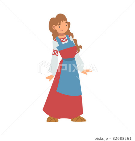 Slav or Slavonian Woman Character in Ethnic Clothing Vector Illustration 82688261